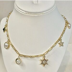 Charter Club Gold Necklace with Pearl and Star Charms